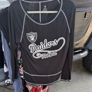NFL Black and White Women's Raiders Top